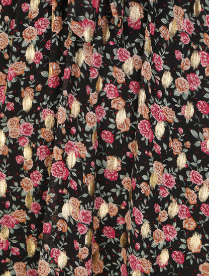 Robe longue bohème à imprimé fleuri - Noir - 4