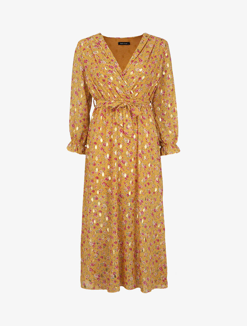 Robe longue bohème à imprimé fleuri - Jaune - 1