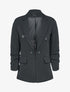 Blazer fluide à manches 3/4 plissées - Noir - 1