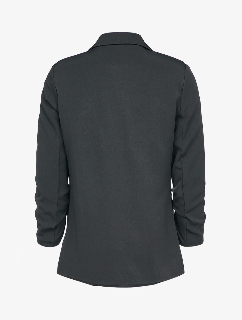 Blazer fluide à manches 3/4 plissées - Noir - 2