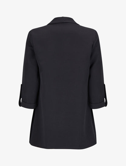 Veste unie à manches coudées - Noir - 2