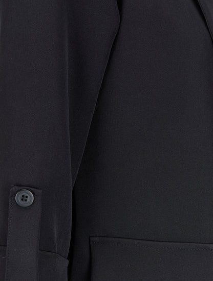 Veste unie à manches coudées - Noir - 3
