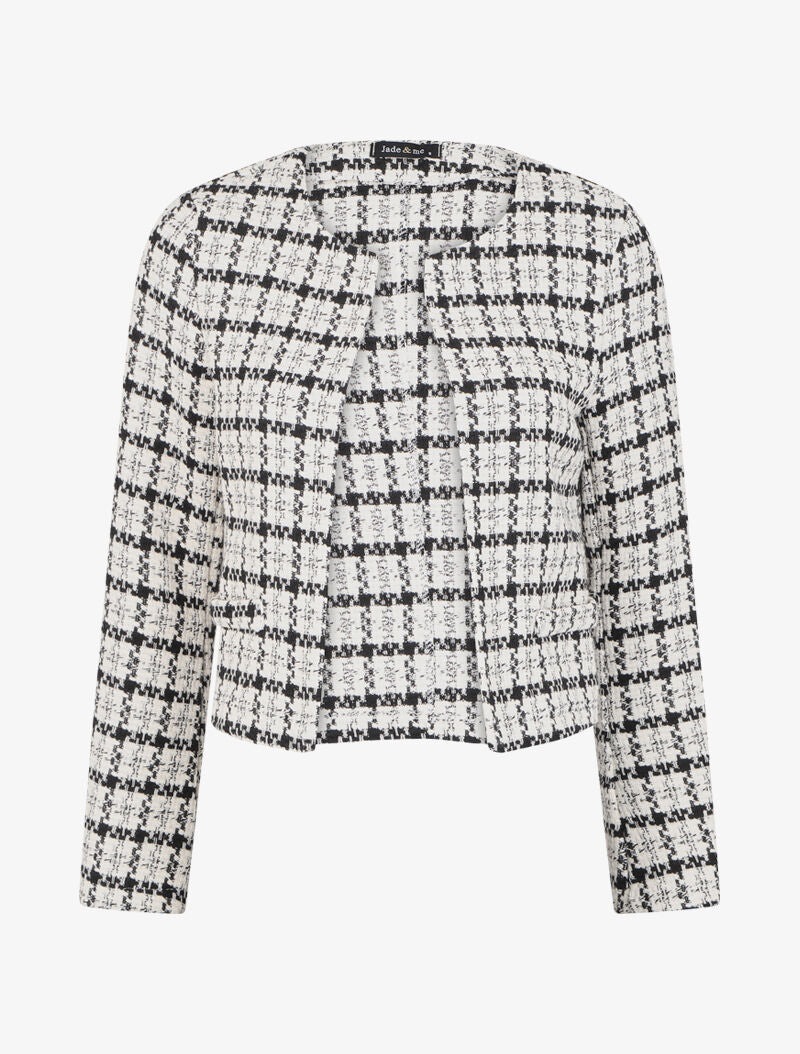 Veste courte en tweed - Noir - 4