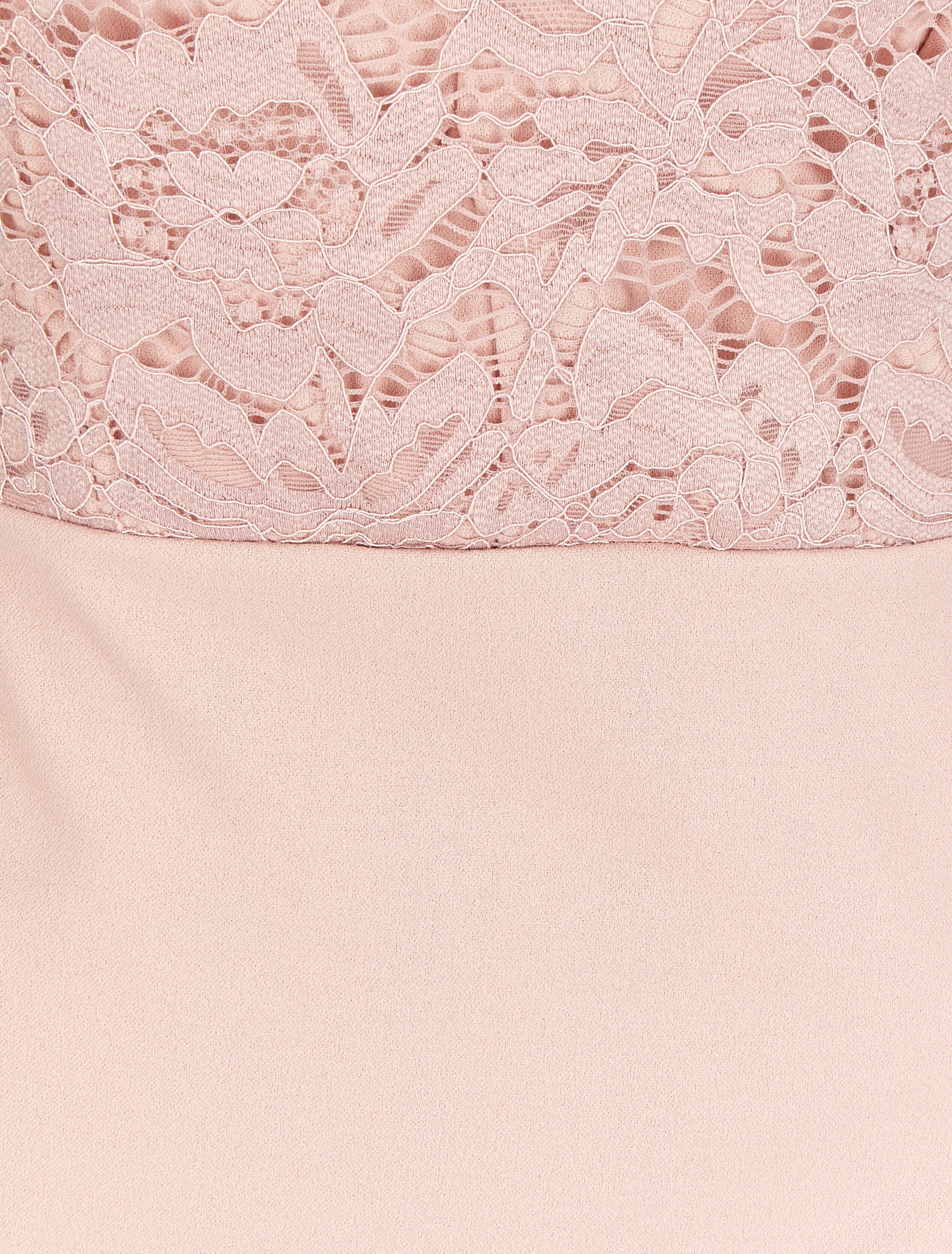 Robe drapée à empiècement dentelle - Rose - 3