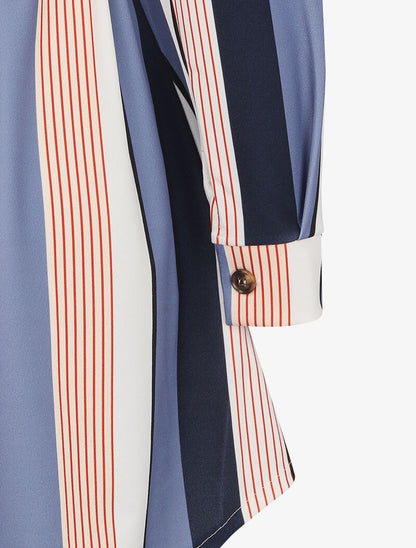 Robe asymétrique à rayures - Bleu - 3