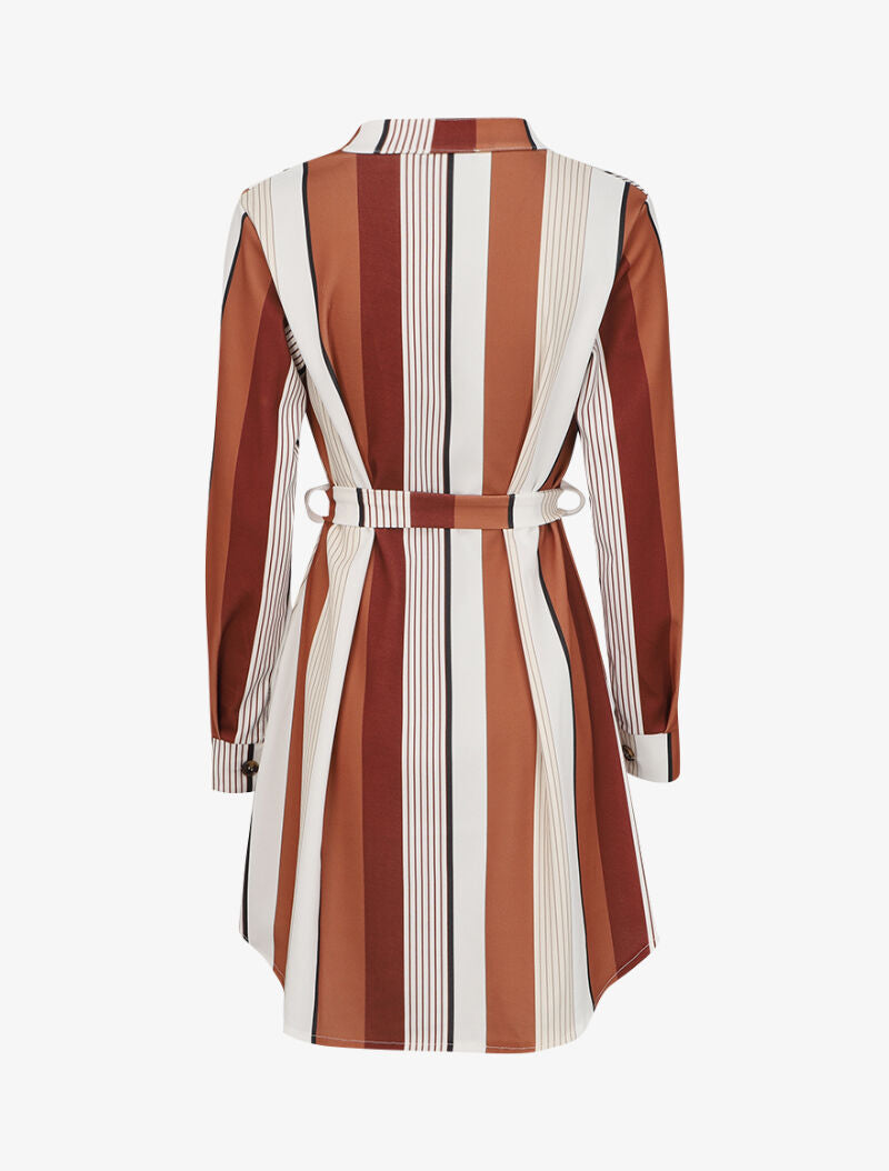 Robe asymétrique à rayures - Camel - 2