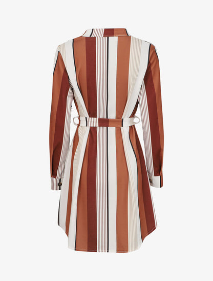 Robe asymétrique à rayures - Camel - 2