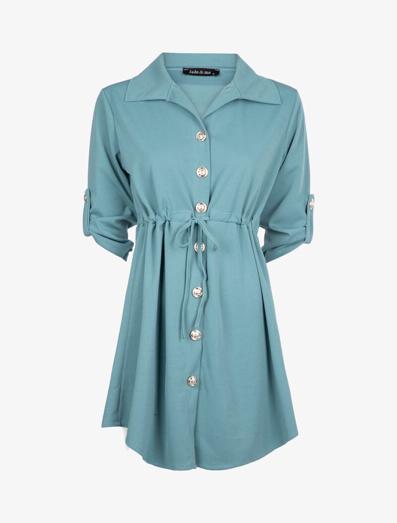 Tunique style robe chemise - Turquoise - 3