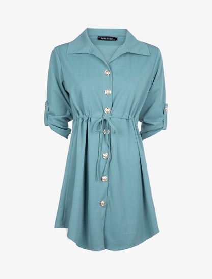Tunique style robe chemise - Turquoise - 3