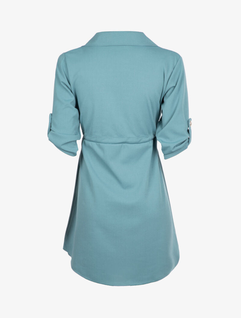 Tunique style robe chemise - Turquoise - 2