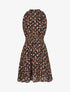 Robe mi-longue col lavallière à imprimé fleuri - Noir - 1