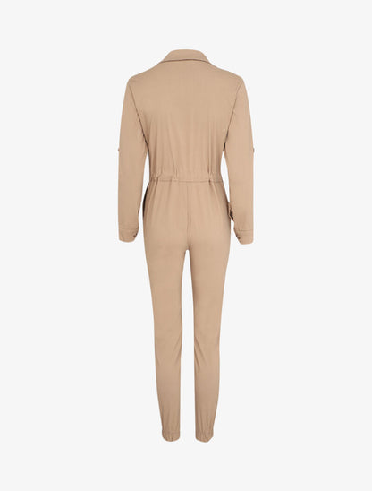 Combinaison slim à poches à rabats - Beige - 2