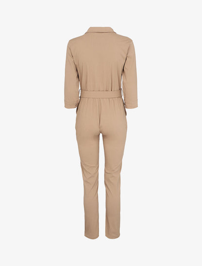 Combinaison à manches 3/4 et poches à rabats - Beige - 2