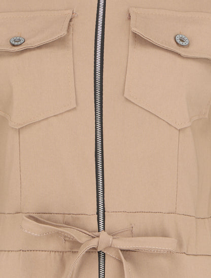 Combinaison slim à zip et poches à rabats - Beige - 3