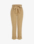 Pantalon taille haute coupe carotte à revers - Beige - 3