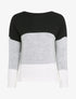 Pull tricolore basique à col bateau - Noir/gris/blanc - 1