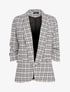 Blazer imprimé petits carreaux à manches 3/4 froncée - Noir/beige - 4