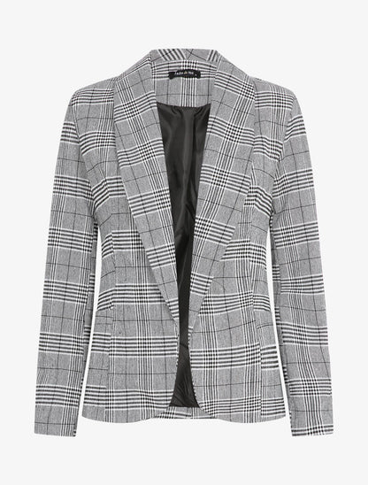 Blazer imprimé prince de galles à bords arrondis - Noir - 4