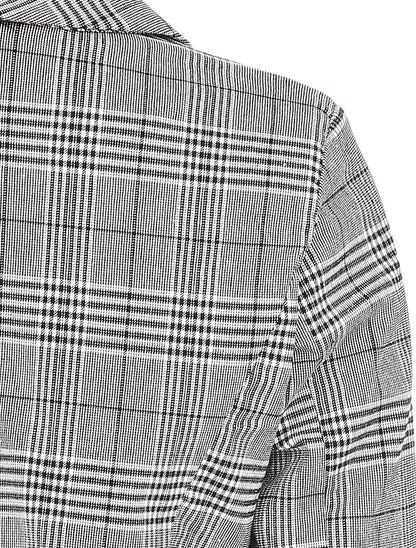 Blazer imprimé prince de galles à bords arrondis - Noir - 3