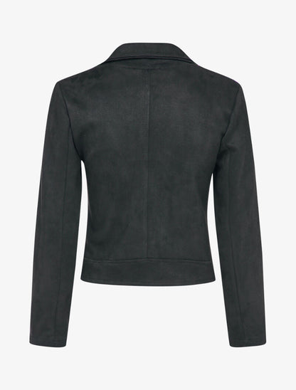 Veste unie courte en suédine - Noir - 2