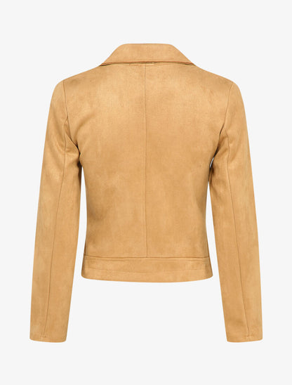 Veste unie courte en suédine - Beige - 2