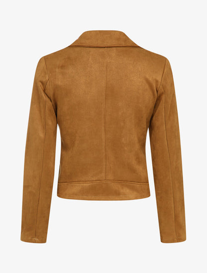 Veste unie courte en suédine - Camel - 2