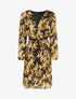 Robe patineuse mi-longue à imprimé roses - Moutarde - 4