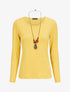 Pull doux à col rond et manches longues - Jaune - 1