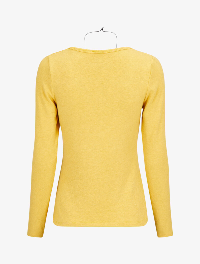 Pull doux à col rond et manches longues - Jaune - 2
