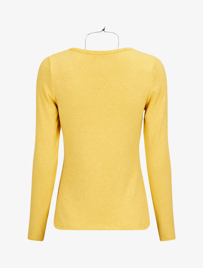 Pull doux à col rond et manches longues - Jaune - 2