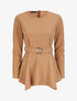 Top péplum à bords asymétriques - Camel - 1