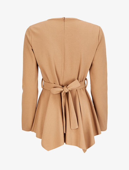 Top péplum à bords asymétriques - Camel - 2