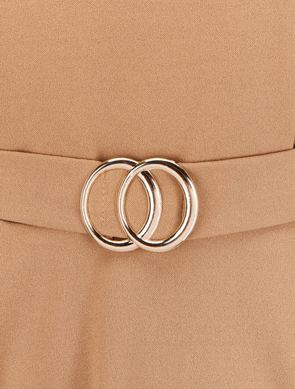 Top péplum à bords asymétriques - Camel - 3