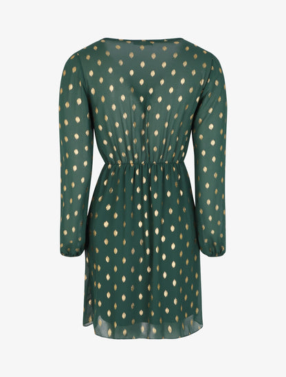 Robe empire à imprimé pois dorés - Vert - 2