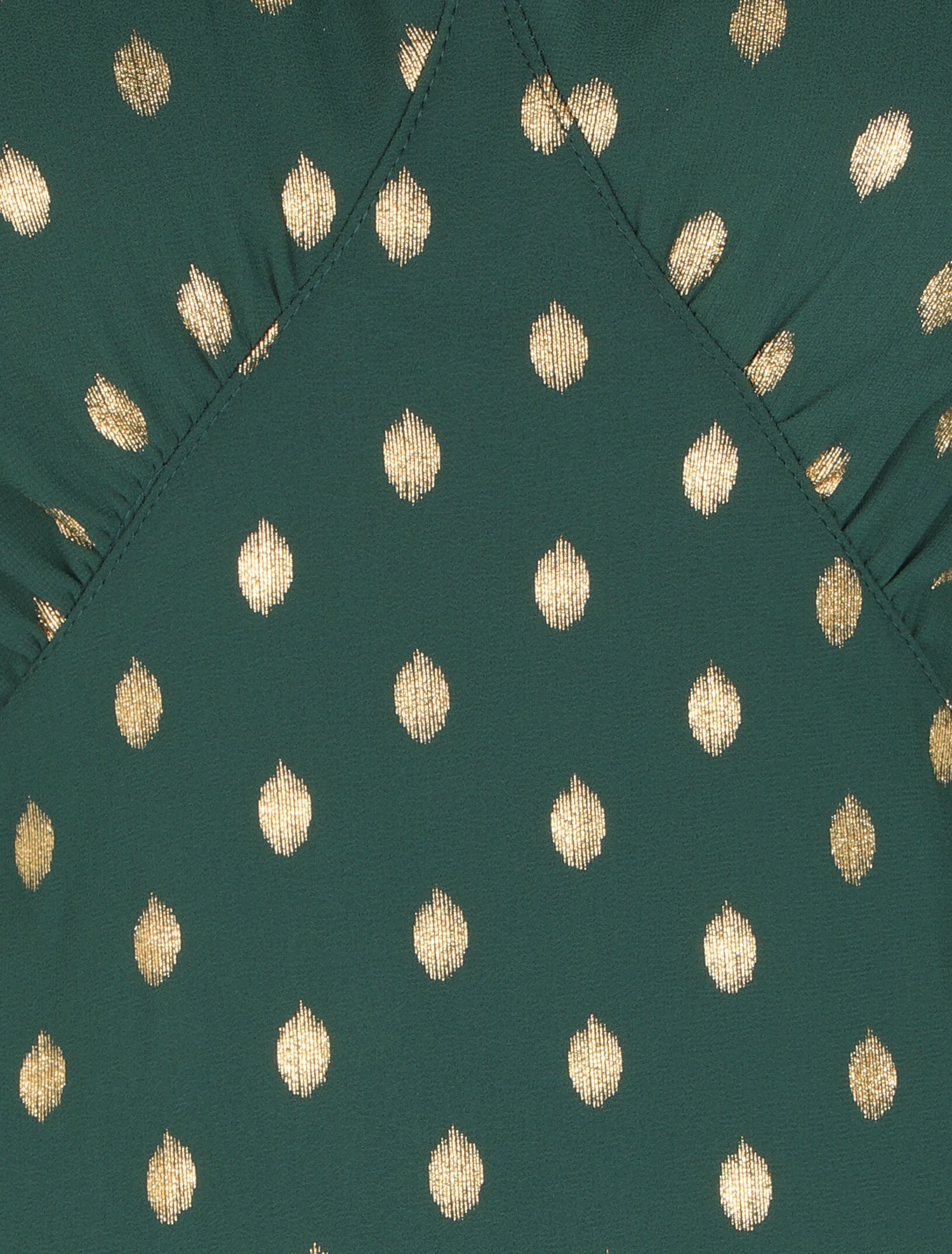 Robe empire à imprimé pois dorés - Vert - 3