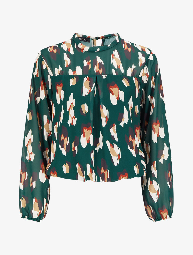 Blouse fluide à imprimé - Vert - 4