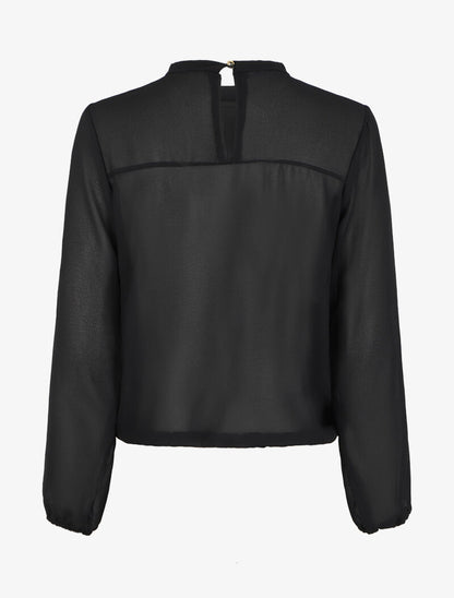 Blouse en voile unie - Noir - 2