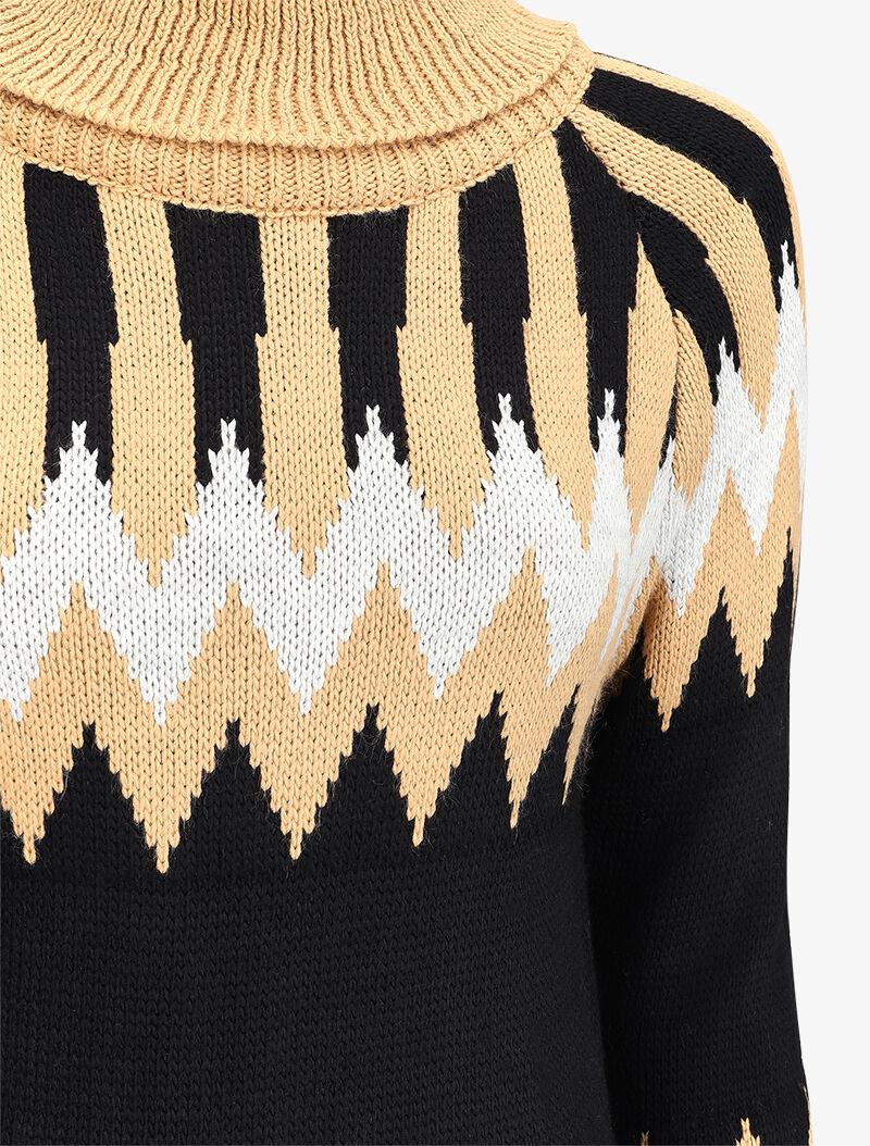 Pull long à col roulé et motifs géométriques - Camel - 3