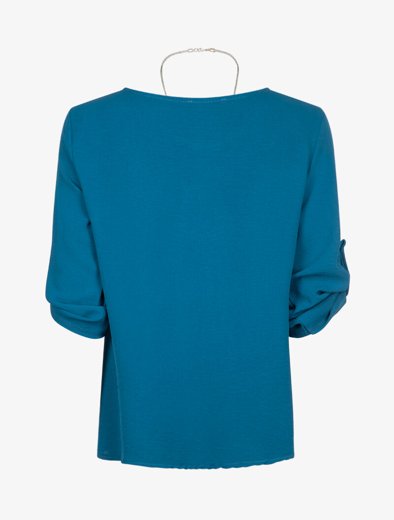 Blouse fluide avec sautoir - Bleu pétrole - 2