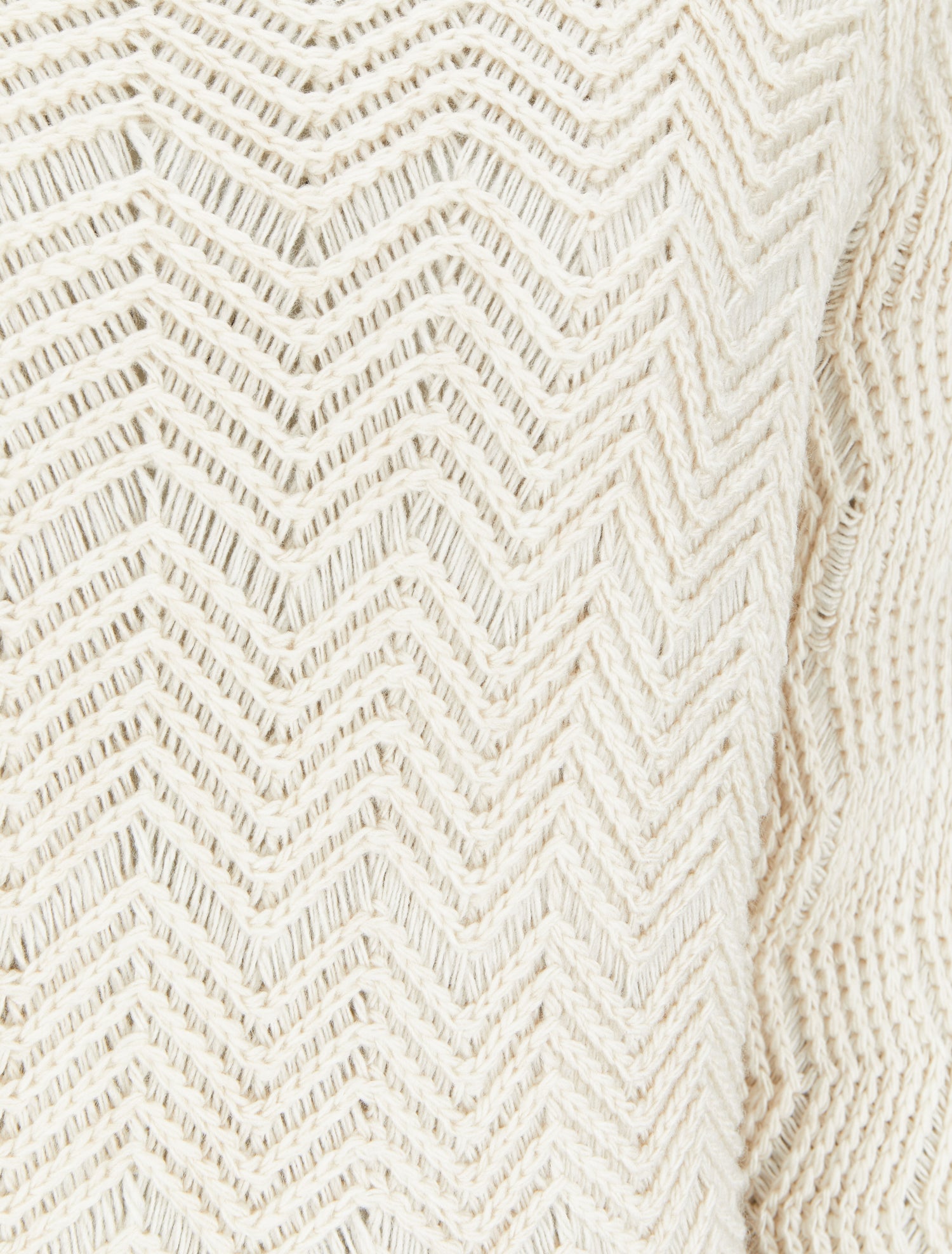 Pull à manches dolman en maille effet dentelé - Beige - 3