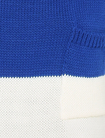Pull coupe droite bicolore - Bleu roi/blanc - 3
