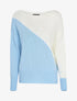 Pull en maille tricot bicolore - Bleu ciel/blanc - 4