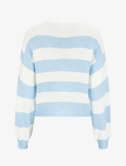 Pull à rayures - Bleu ciel/blanc - 2