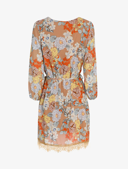 Robe patineuse à imprimé fleurs sauvages - Camel - 2