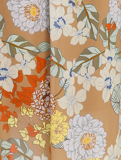 Robe patineuse à imprimé fleurs sauvages - Camel - 3
