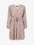 Robe patineuse imprimé fleurs de cerisier lamé à manches plissées - Rose pâle - 1