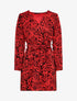 Robe droite imprimé roses en velours dévoré - Rouge - 4