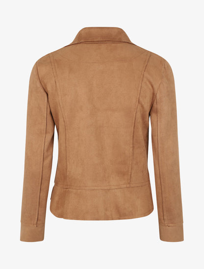 Perfecto suédé à zips stylisés - Camel - 2