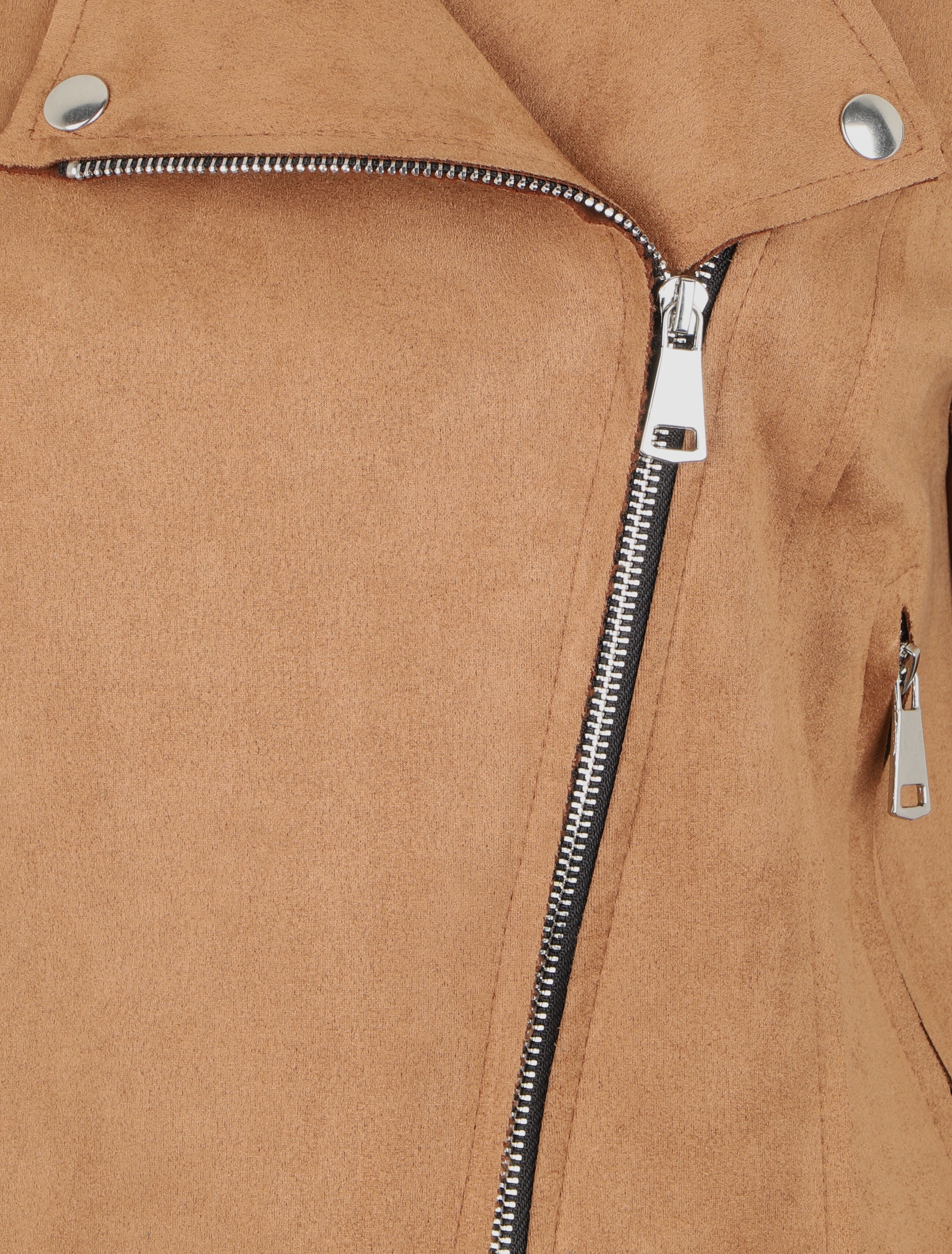 Perfecto suédé à zips stylisés - Camel - 3