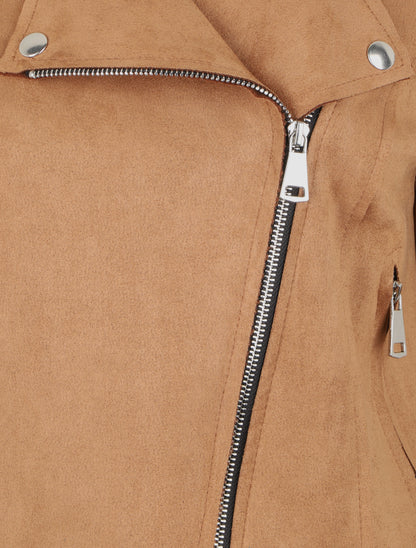 Perfecto suédé à zips stylisés - Camel - 3